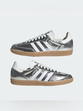adidas Samba Metallic Silver and White Sneakers for Men